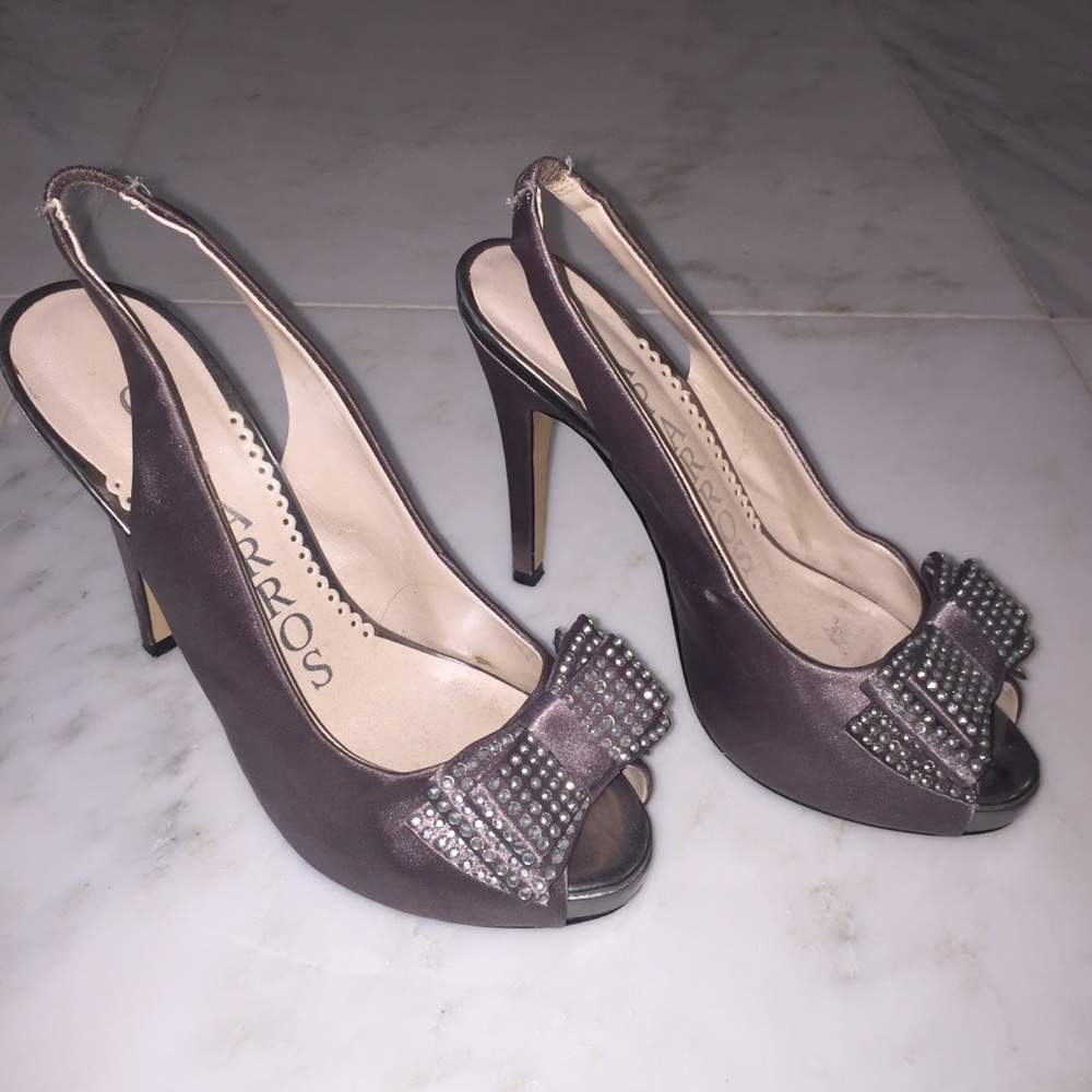 BUNDLE BOGO! Silver Satin Glitzy Bow Heels